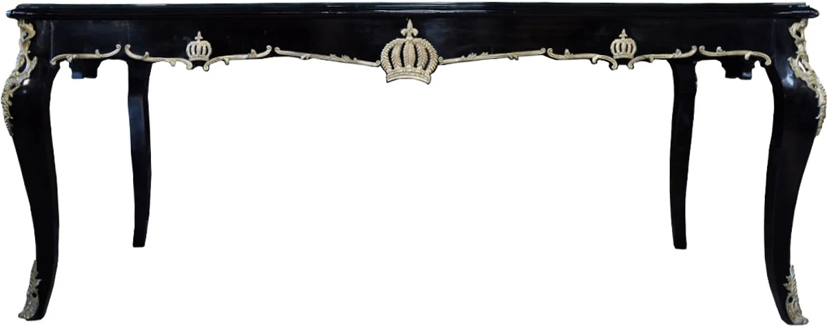 Pompöös by Baroque dining table with glass top black / gold - Pompöös Baroque dining table designed by Harald Glööckler