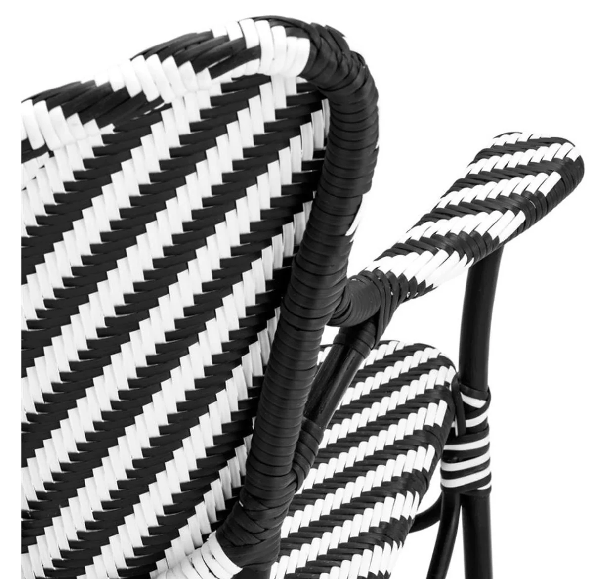 Designer garden chair with armrests black / white - luxury garden furniture