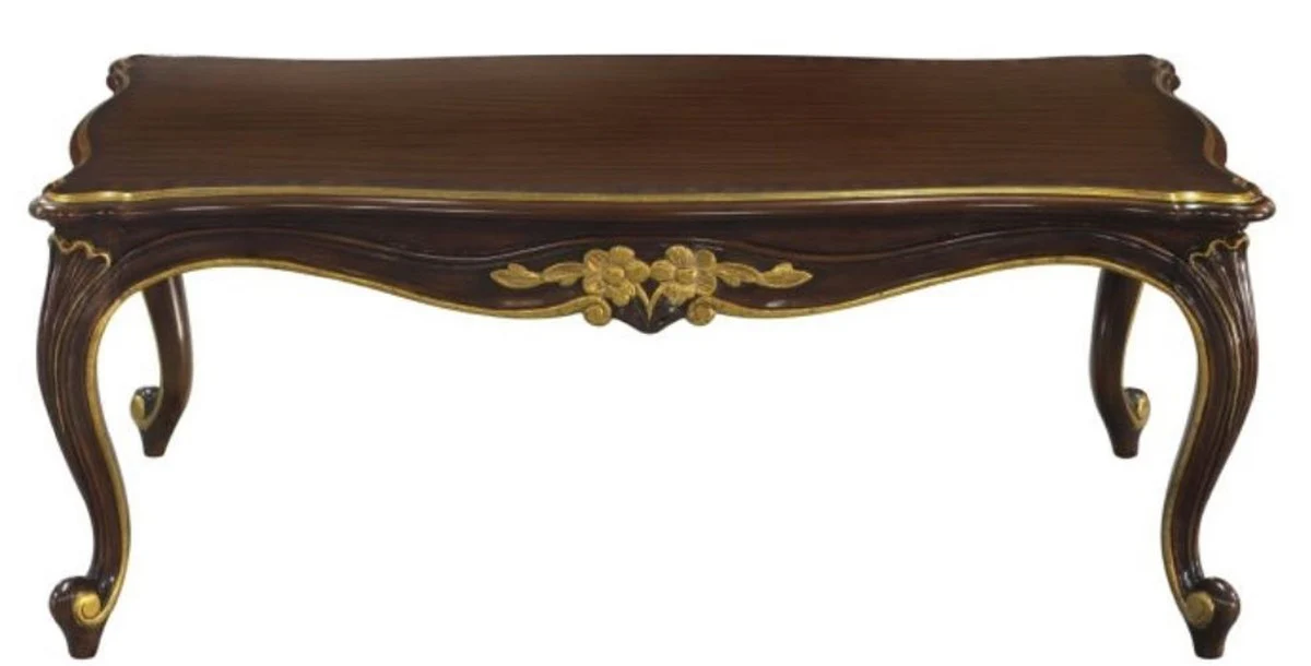 Luxury Baroque coffee table dark brown / gold 117 x 72 x H. 42 cm - Baroque living room furniture