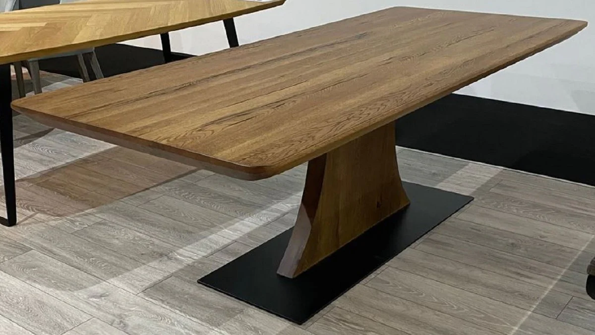 Luxury dining table brown / black 240 x 100 x H. 77 cm - Rectangular rustic solid wood kitchen table - Rustic furniture - Dining room furniture - Luxury furniture - Luxury furnishings