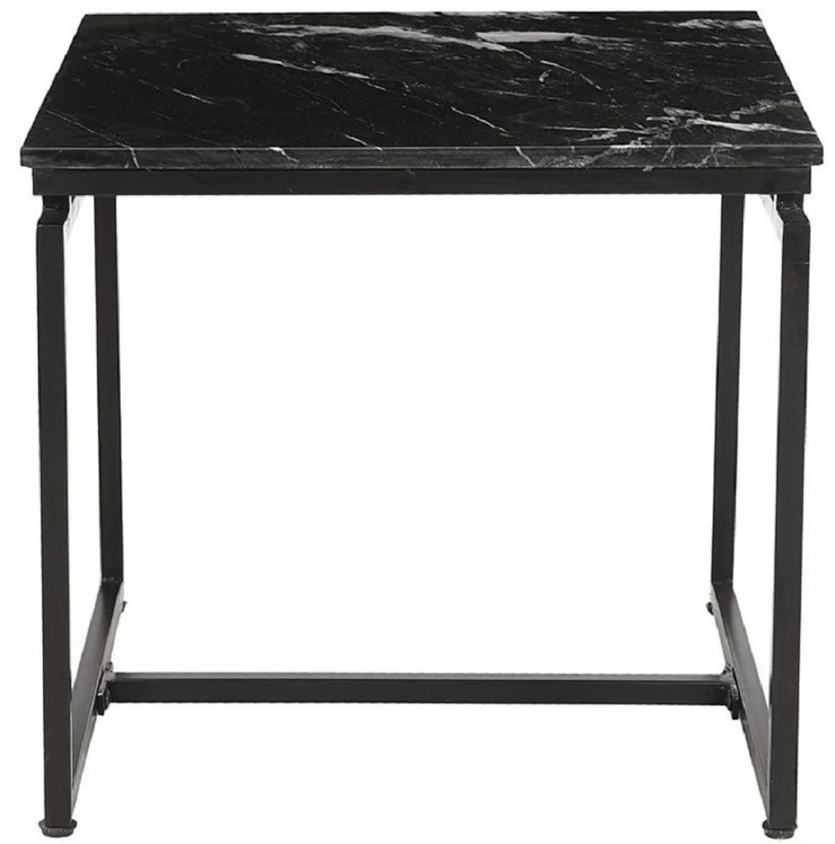 Luxury Coffee Table Set of 2 Black - Metal Living Room Tables with Marble Top - Living Room Furniture - Luxury Furniture