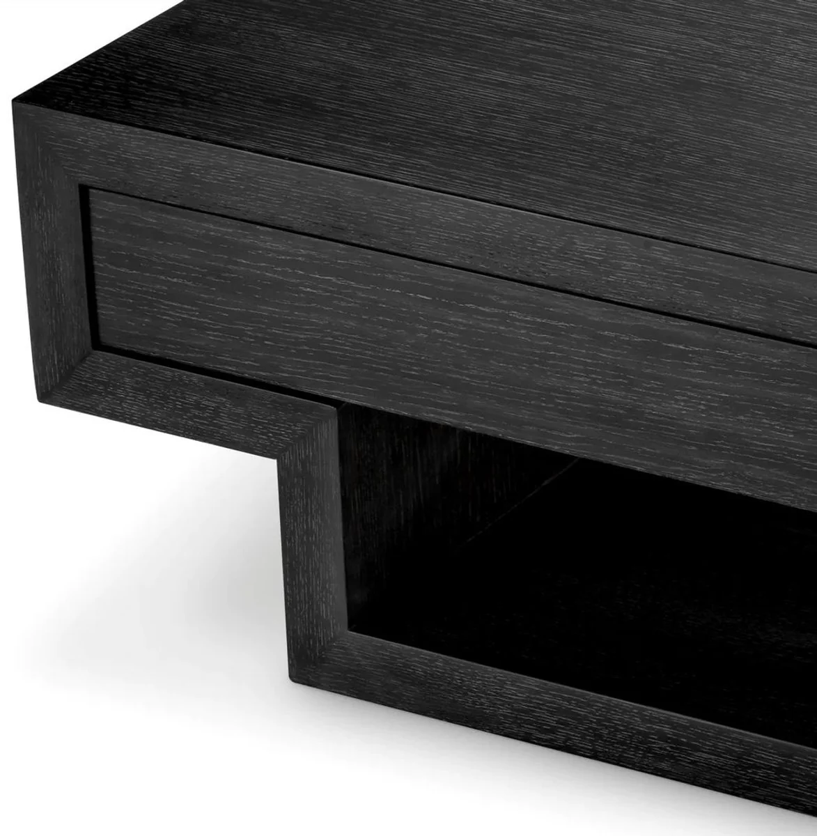 Luxury coffee table with 4 drawers black gray 140 cm