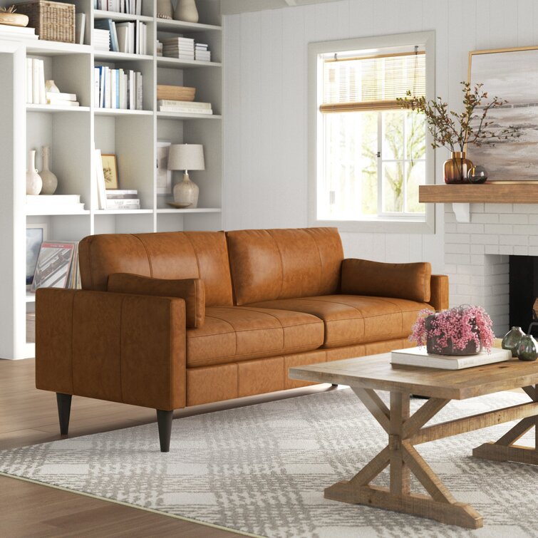 Gaia 81 Echtes Leder Square Arm Sofa