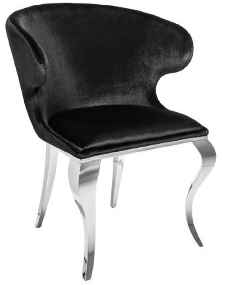 Designer dining room chair silver / black 61 x 60 x H.79 cm - Dining room furniture