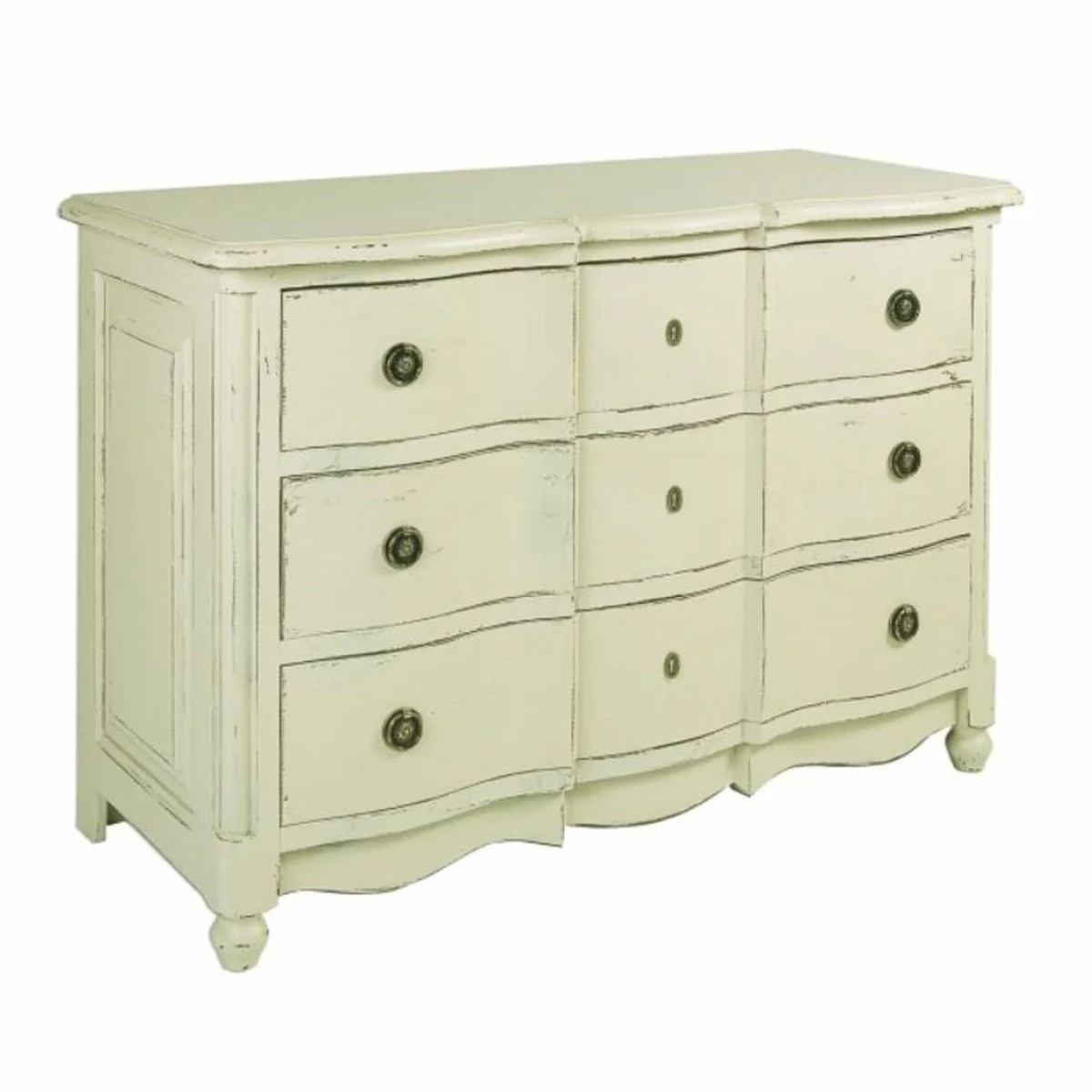 Country house style chest of drawers with 3 drawers antique cream 130 cm - country house style furniture