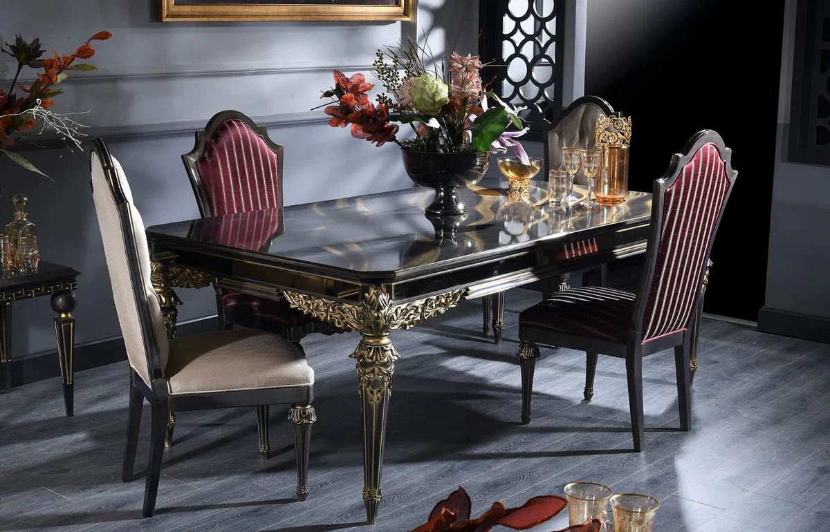 Luxury Baroque Dining Room Set - 1 Dining Table & 6 Dining Chairs - Handcrafted Dining Room Furniture in Baroque Style