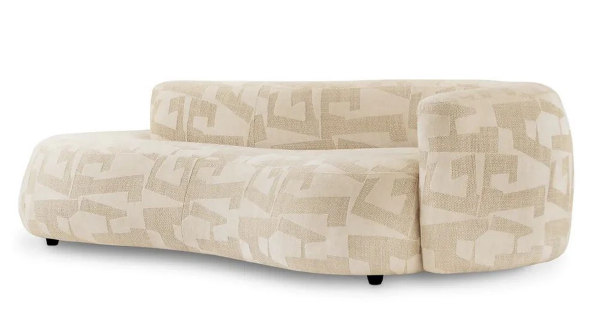 Luxus Sofa Sandfarben / Schwarz 223 cm - Wohnzimmer & Hotel Interior