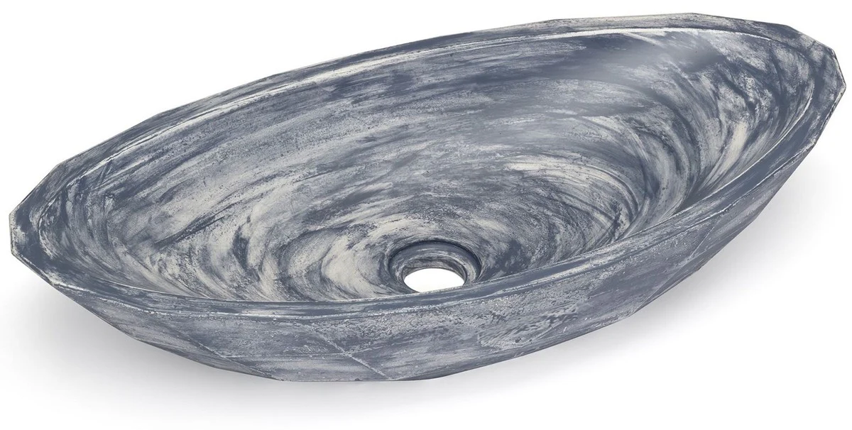 Luxury washbasin bowl gray / white 60.9 x 29.7 x H. 11.9 cm - Handmade concrete washbasin - Bathroom accessories - Luxury bathroom accessories