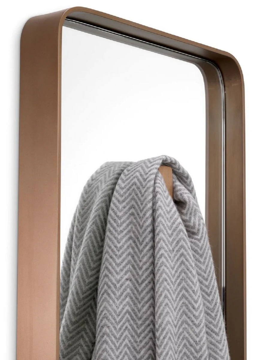 Luxury wall mirror brass 30 x 5 x H. 160 cm - Rectangular mirror with coat hook - Living room mirror - Bedroom mirror - Cloakroom mirror - Luxury furniture - Luxury interior