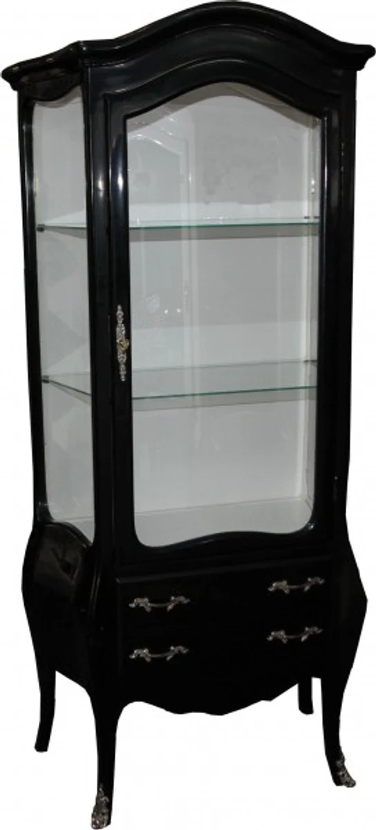 Baroque display cabinet in black/white with silver handles - display cabinet - living room cabinet