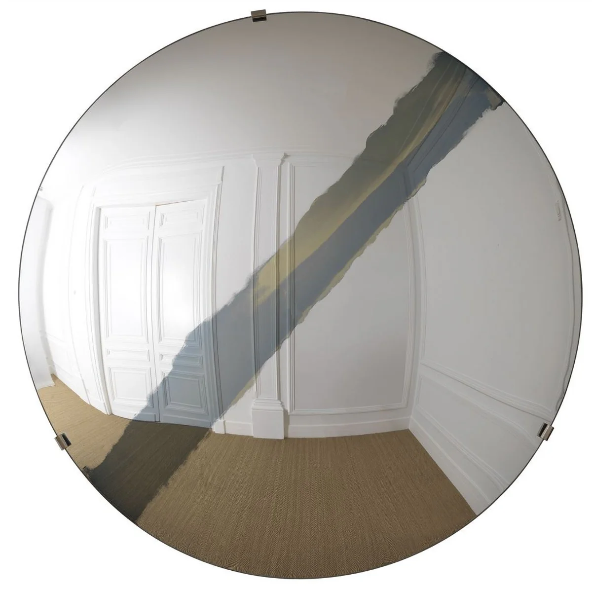 Luxury mirror with blue stripes Ø 119 cm - Round concave wall mirror with wall bracket - Luxury collection