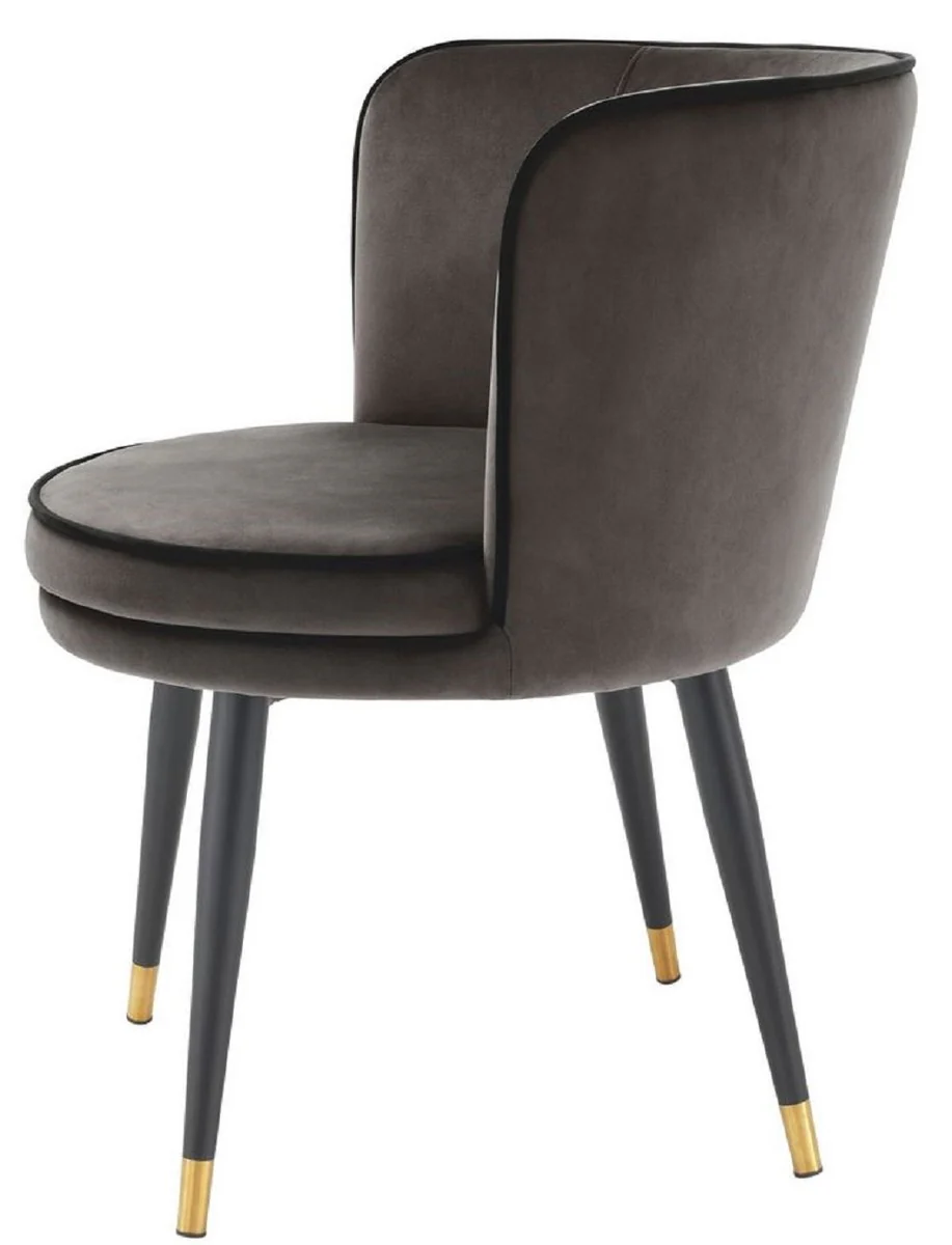 Luxury velvet dining chair with armrests dark gray / black / brass 62 x 62 x H. 76 cm - Swivel kitchen chair - Swivel chair - Vintage retro chair - Dining room furniture