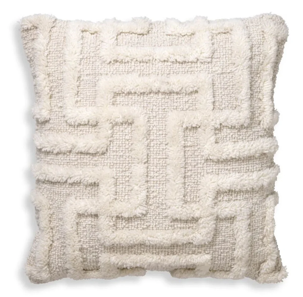 Luxury cushion ivory 50 x 50 cm - Handwoven decorative wool cushion - Square decorative cushion - Living room decoration - Luxury decorative accessories - Luxury collection