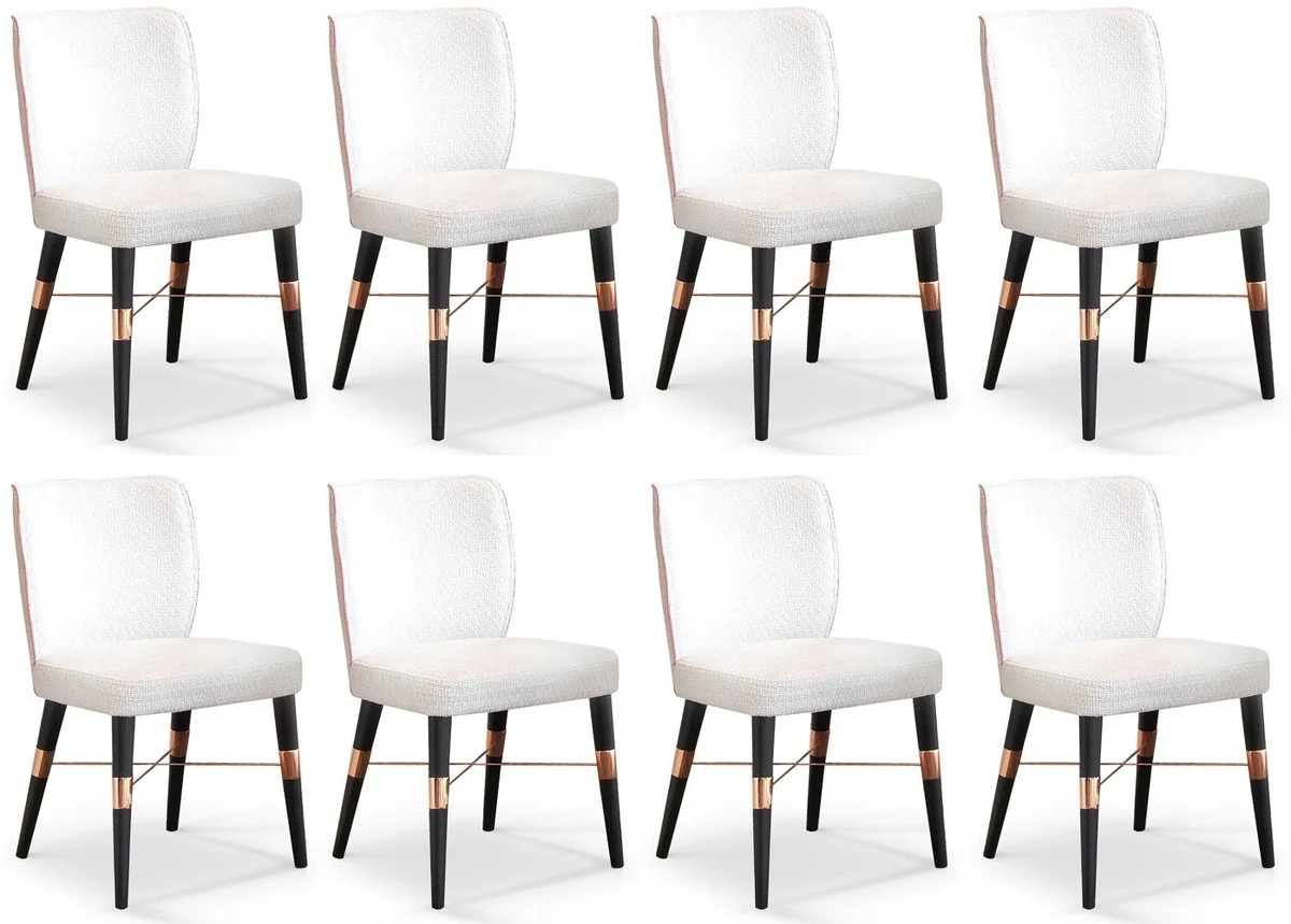 Luxury dining room chair set of 8 white / black / copper 50 x 54 x H. 83 cm - dining room furniture - restaurant furniture - hotel furniture - luxury furniture - luxury collection