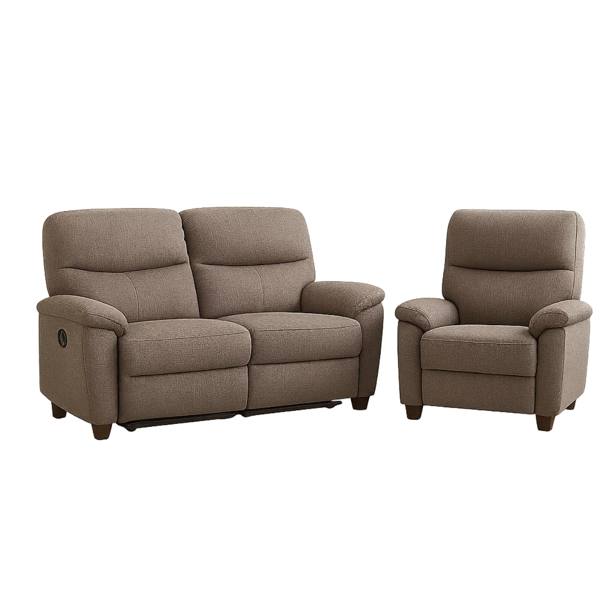 Sofagarnitur, 2-Sitzer, 1-Sitzer, Holzrahmen, feste Schaumstoffpolsterung, Leinenbezug, taupefarben, für Wohnzimmer, 2-Sitzer-Sofa 140x90x100 cm, 1-Sitzer-Sofa 90x90x100 cm - 158hc2m9wJkC