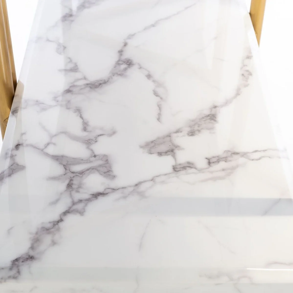 Luxury shelf cabinet gold / white 165 x 46.5 x H. 185 cm - stainless steel cabinet with 3 artificial marble shelves - living room cabinet - bookcase - living room furniture