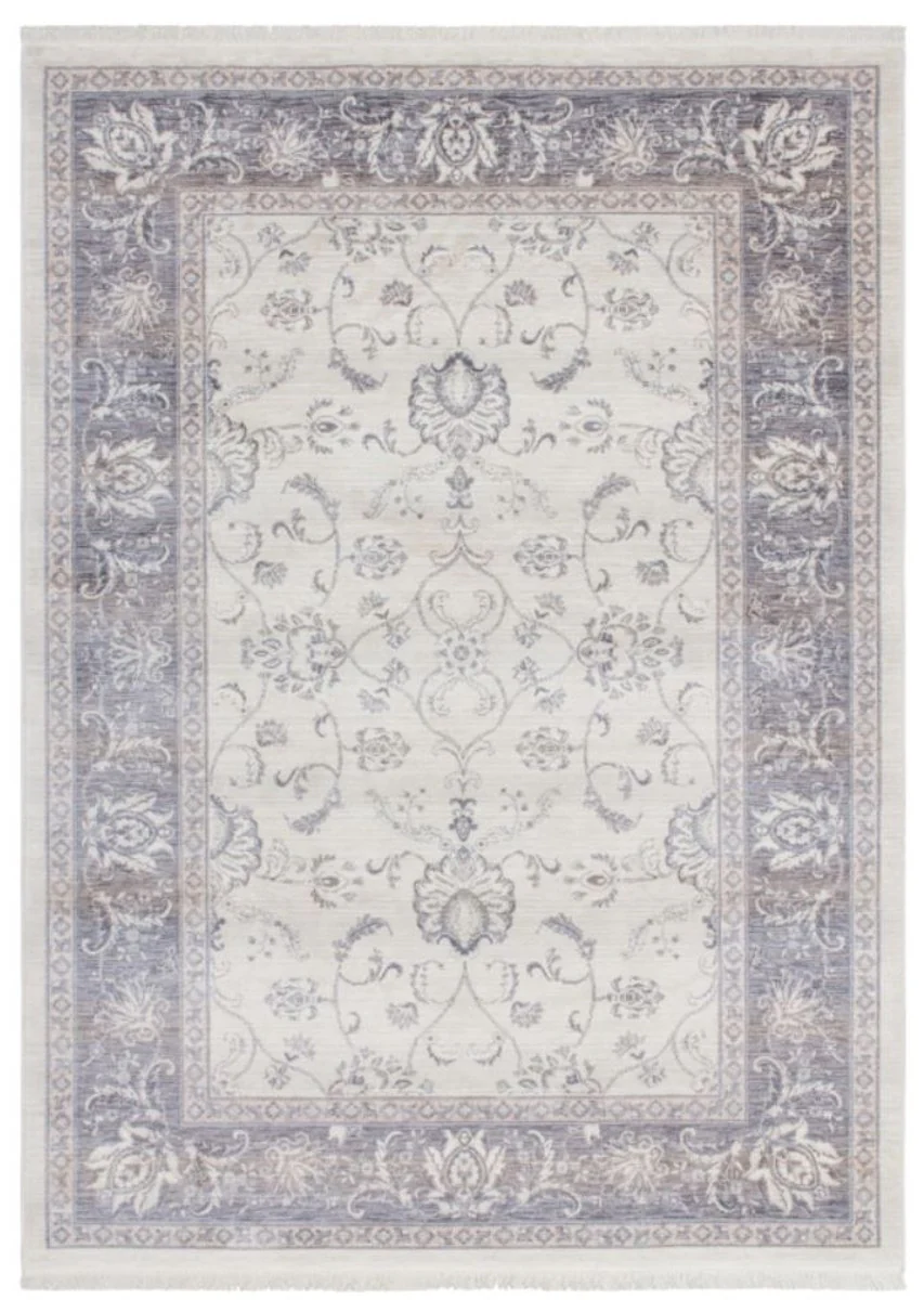 Wohnzimmer Teppich Elfenbeinfarben - Verschiedene Größen - Rechteckiger Teppich im Vintage Look - Wohnzimmer Deko