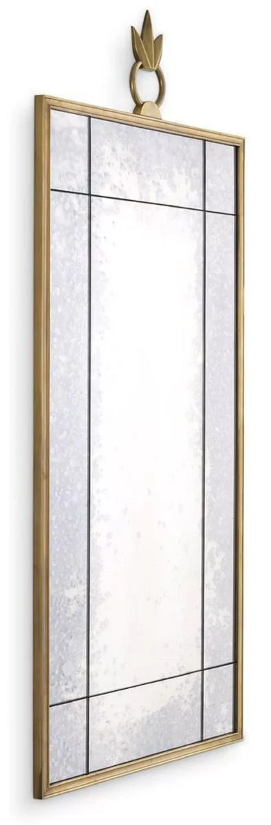 Luxury wall mirror antique brass color 60 x 2 x H. 140 cm - Rectangular mirror with antique mirror glass - Living room mirror - Bedroom mirror - Cloakroom mirror - Luxury furniture