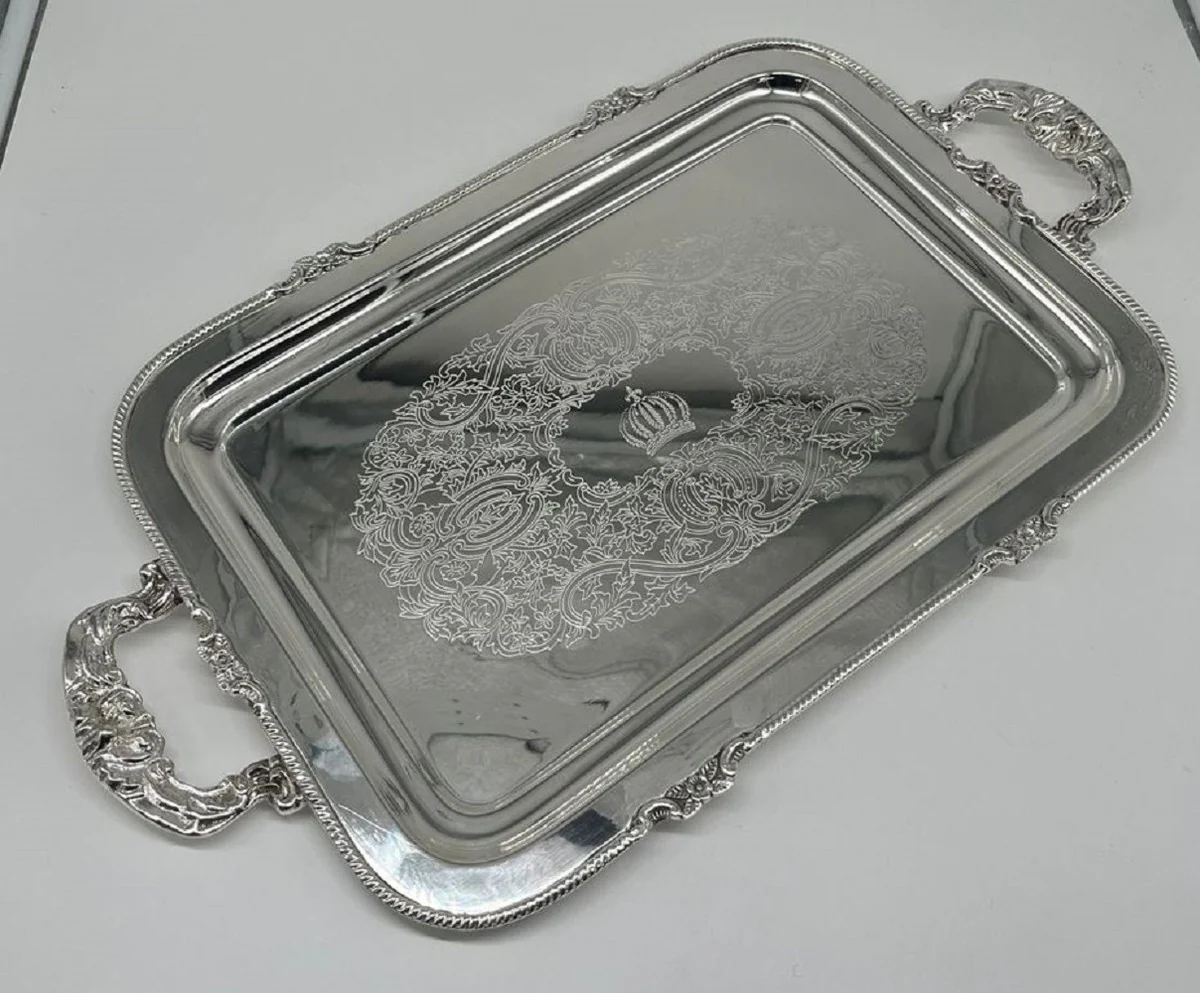Pompöös by Luxury Baroque Serving Tray Crown Silver 47 cm - designed by Harald Glööckler