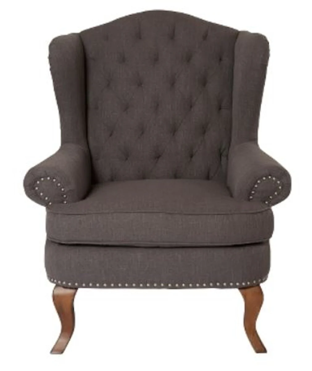 Luxury Chesterfield wing chair dark gray 87 x 89 x H. 109 cm - living room furniture