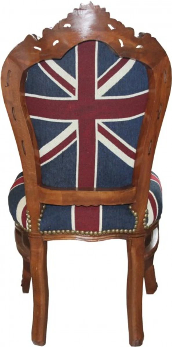 Baroque Dining Room Chair Union Jack / Brown - Furniture Antique Style