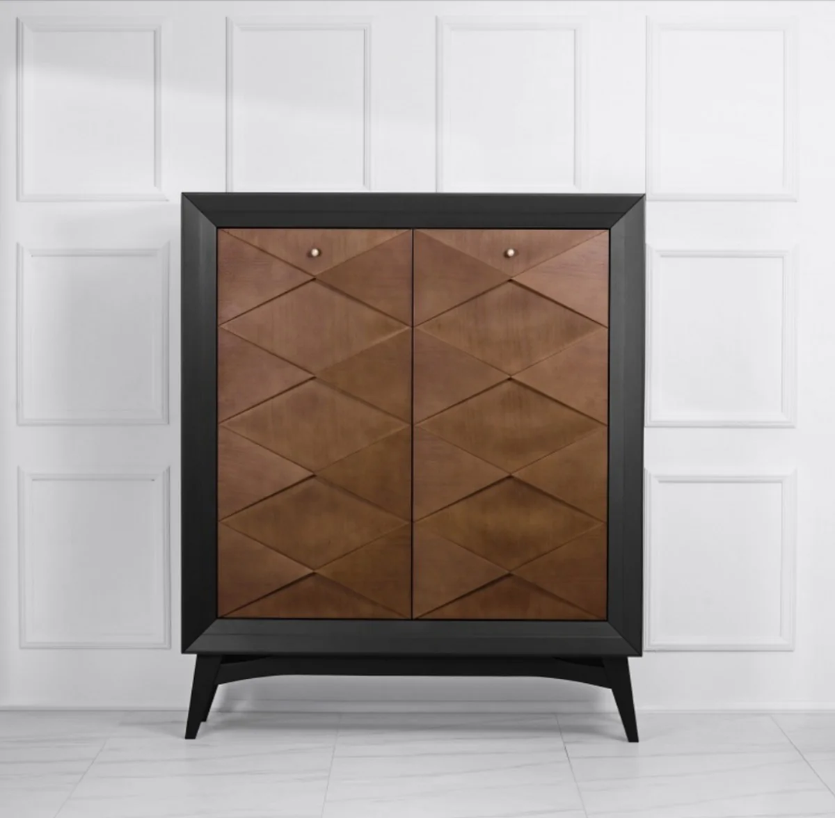 Luxury neoclassic chest of drawers black / brown 120 x H143 cm - sideboard art deco furniture