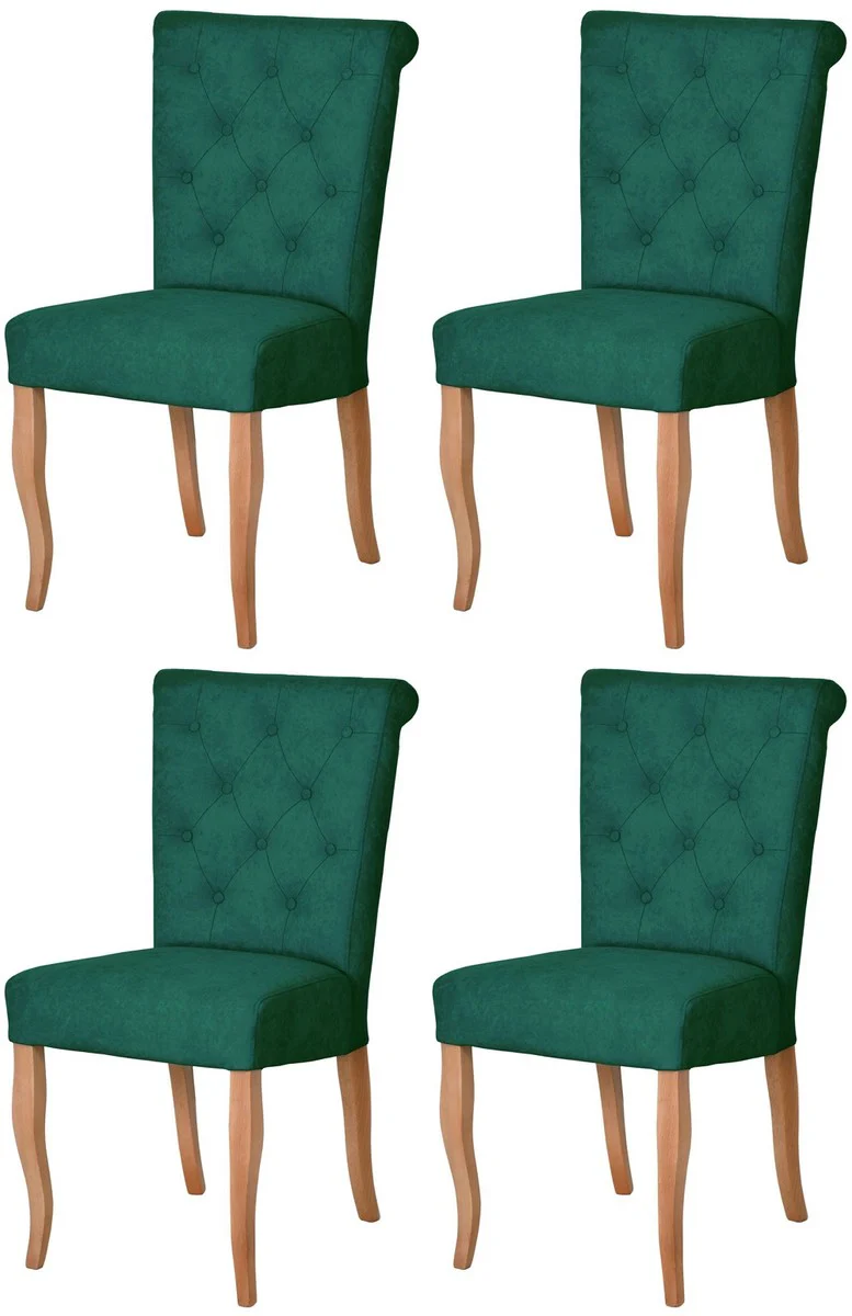 Chesterfield Neo Baroque Dining Room Chair Set of 4 Dark Green / Natural Colors - Kitchen Chairs Set - Dining Room Furniture - Chesterfield Furniture - Neo Baroque Furniture