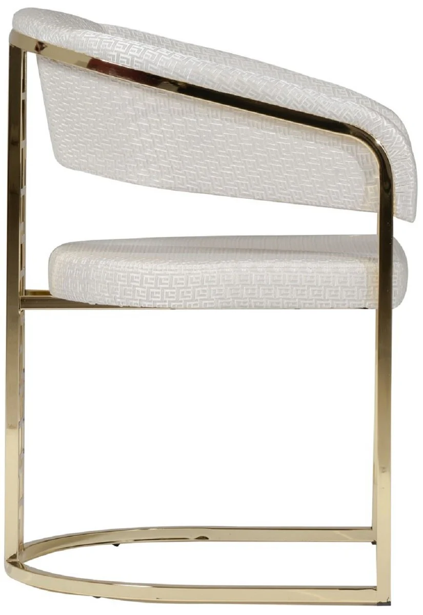 Luxury dining room chair set of 6 with armrests white / gold H. 83 cm
