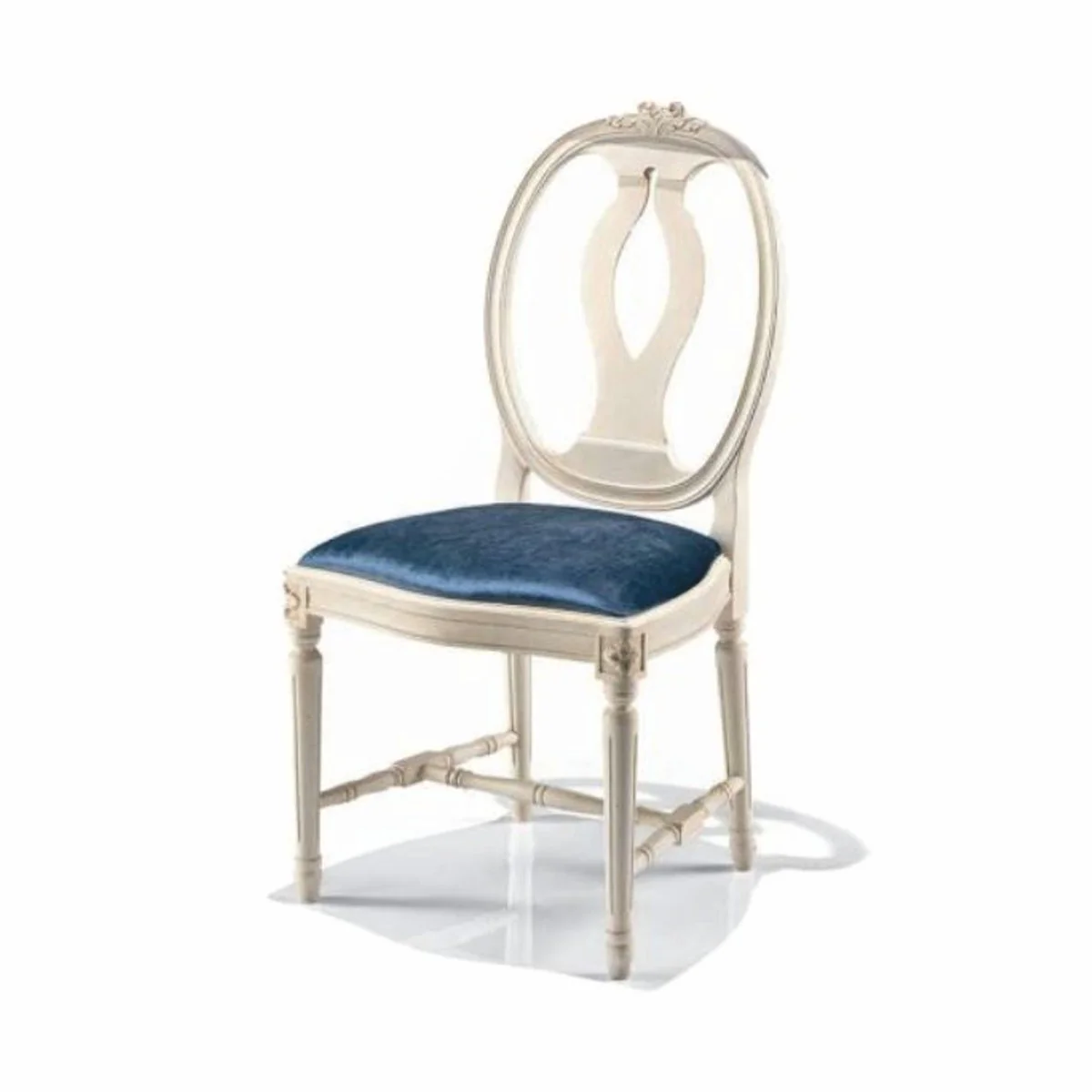 Luxury Baroque Dining Chair Blue / White - Made in Italy