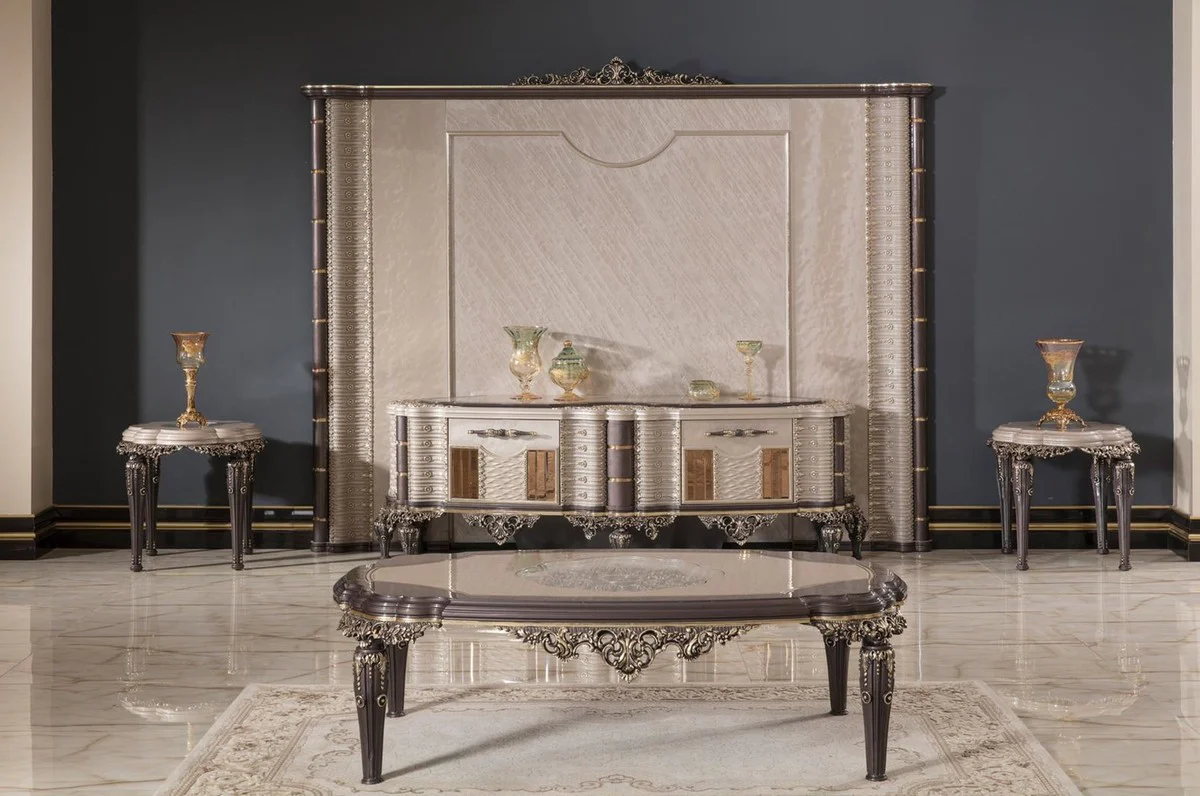 Luxury Baroque side table gray / brown / gold H. 60 cm - Baroque furniture