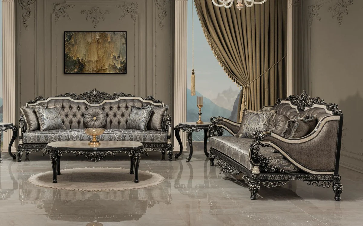 Luxury baroque side table white / beige / black / gold - handmade solid wood table in baroque style - luxury living room furniture in baroque style - baroque furniture - noble & magnificent