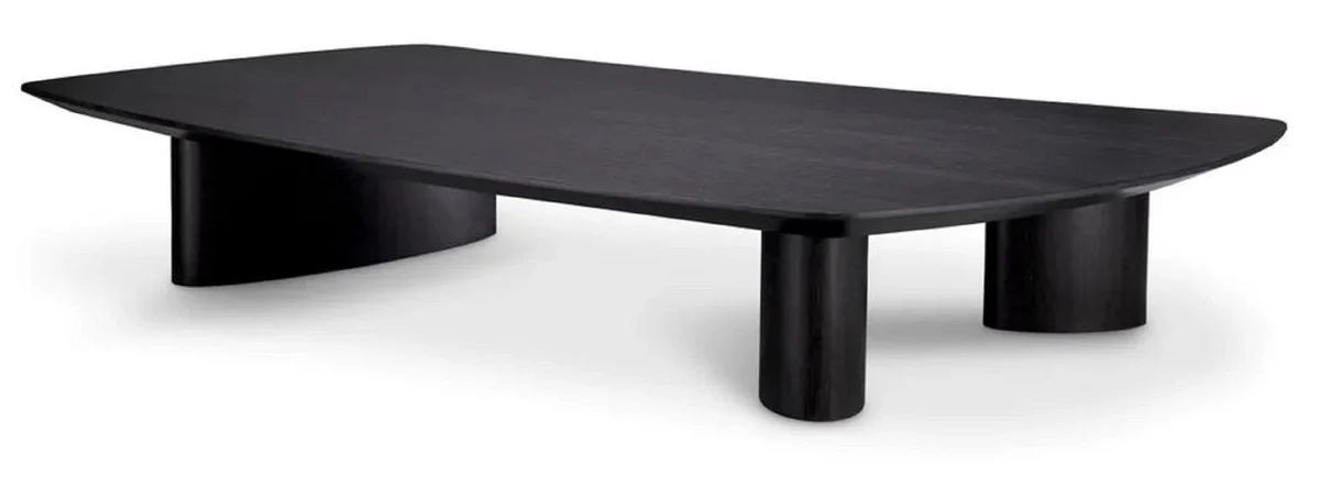 Luxury coffee table black gray 185 x 120 x H. 30 cm - solid wood living room table with slightly curved table top - living room furniture - hotel furniture - luxury furniture - luxury furnishings