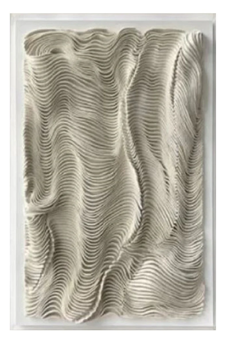 Luxury designer oil painting beige / white 80 x H. 110 cm - hand-painted painting with metal frame - luxury wall decoration - designer wall decoration - decorative accessories - luxury quality