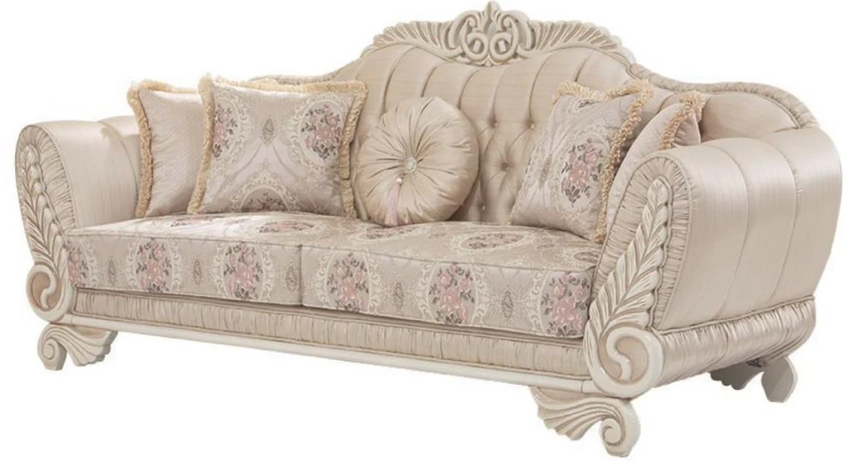 Luxury Baroque Living Room Set Beige / Cream / Pink - 2 Sofas & 2 Armchairs - Living Room Furniture in Baroque Style - Noble & Magnificent