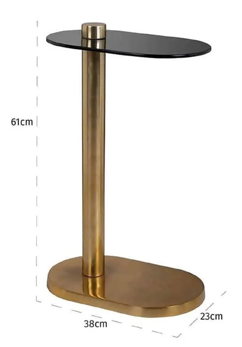 Luxury side table gold / black 38 x 23 x H. 61 cm - Modern stainless steel table with glass top - Luxury living room furniture
