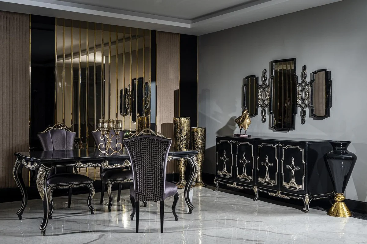 Luxury baroque mirror black / gold - magnificent handmade wall mirror in baroque style - antique style wardrobe mirror - living room mirror - baroque furniture