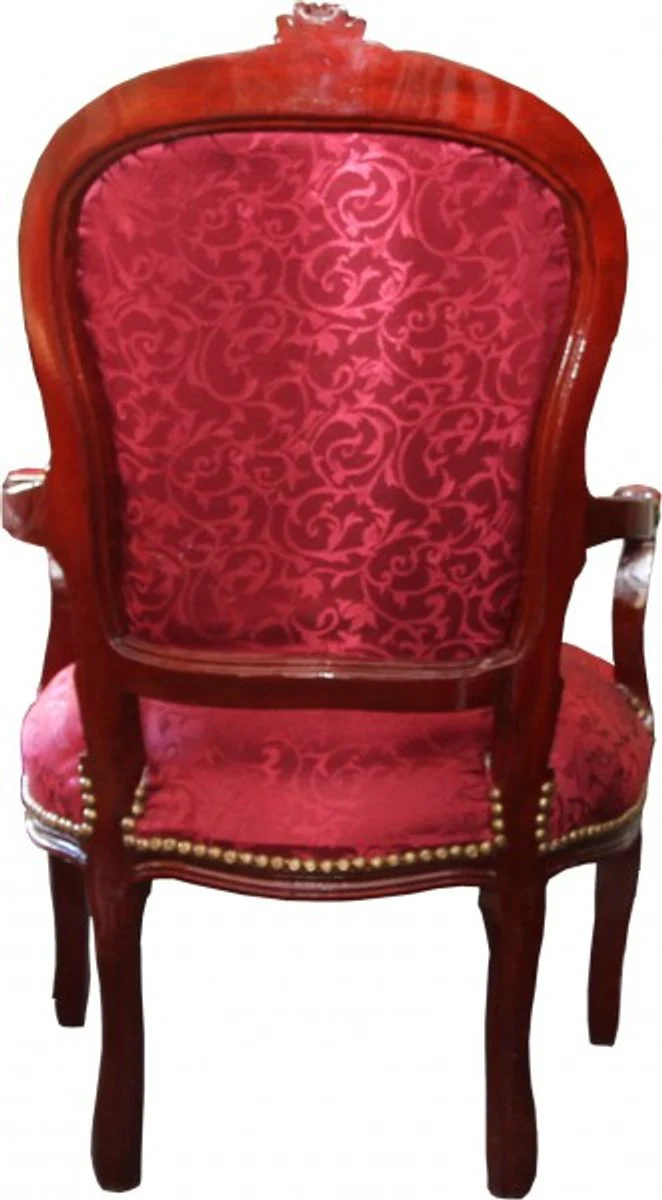 Baroque Salon Chair Bordeaux Red Pattern / Brown Mod2 - Chairs Furniture