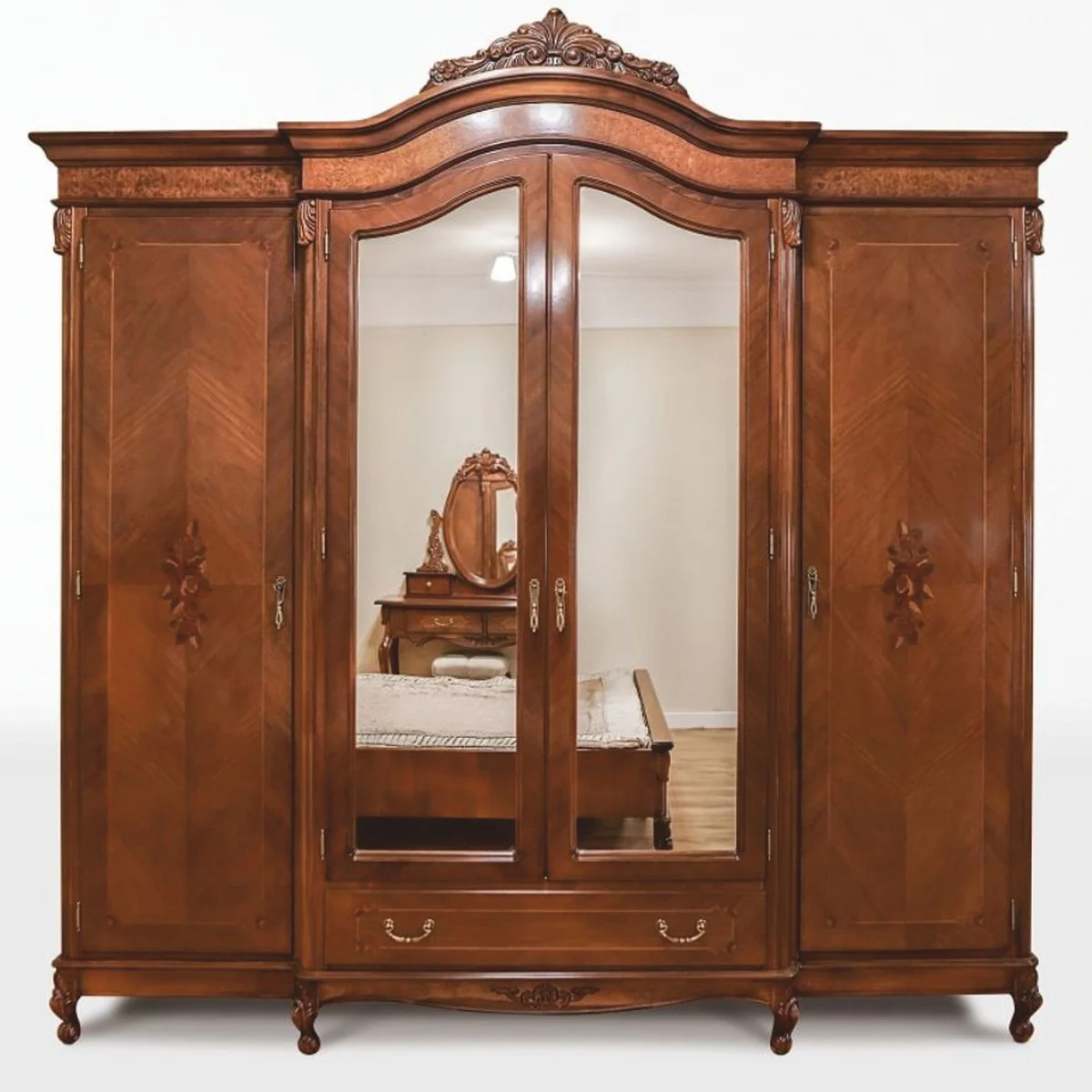 Luxus Barock Schlafzimmer Schrank Dunkelbraun 248,5 cm - Barock Schlafzimmer Möbel