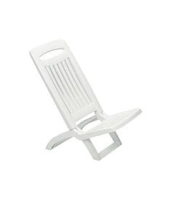 4 niedrige Strandstühle aus weißem Kunststoff