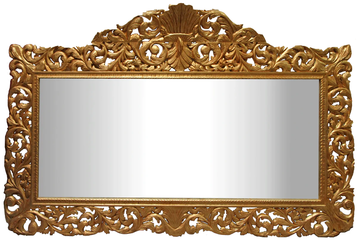 Baroque wall mirror gold 290 x H. 160 cm - Hand carved wardrobe mirror - Baroque furniture