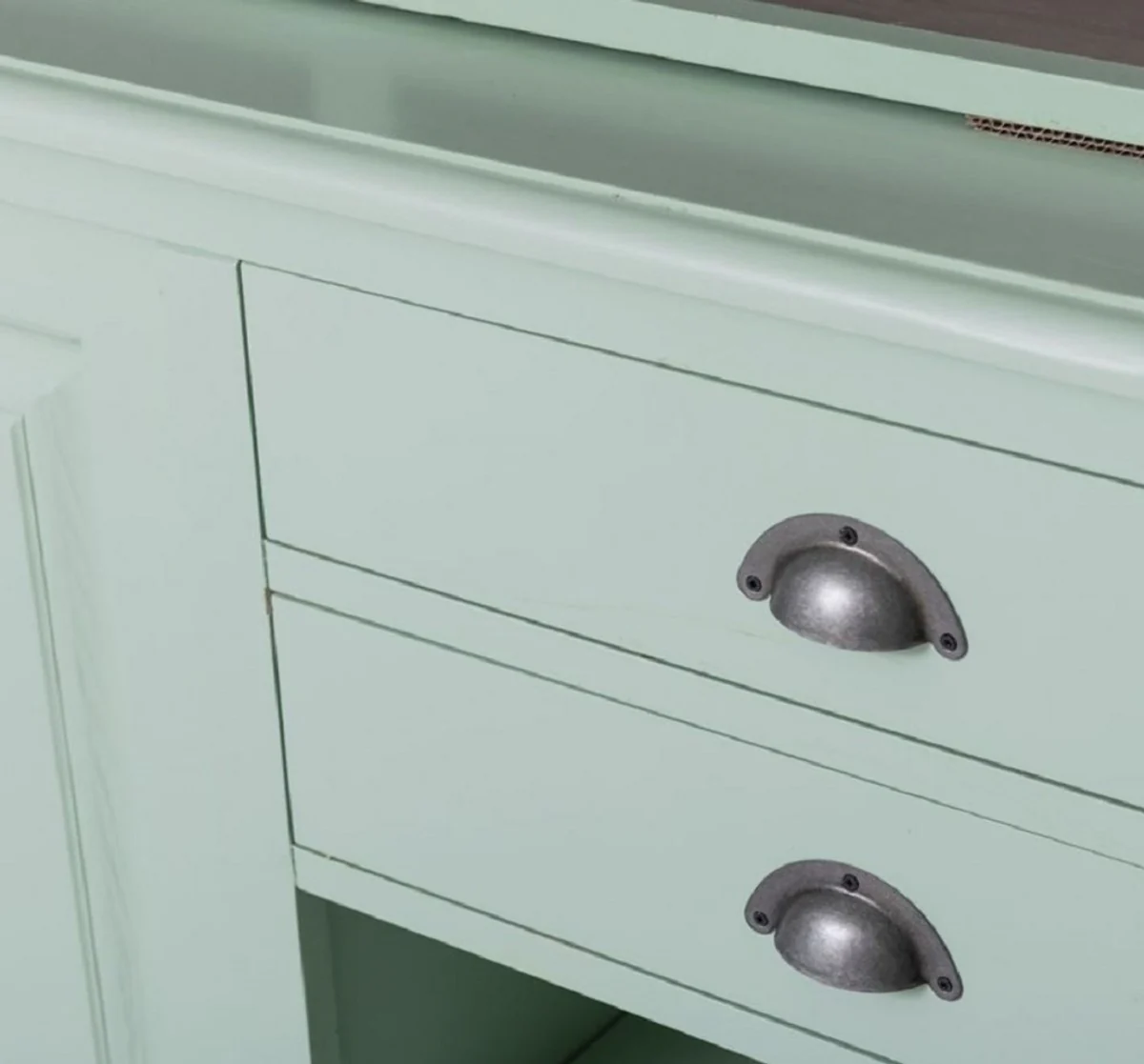 Country house style bar cabinet mint green / gray 240 x 50 x H. 210 cm - Solid wood wine cabinet in country house style - Country house style furniture - Bar furniture in country house style - Country house style furnishings