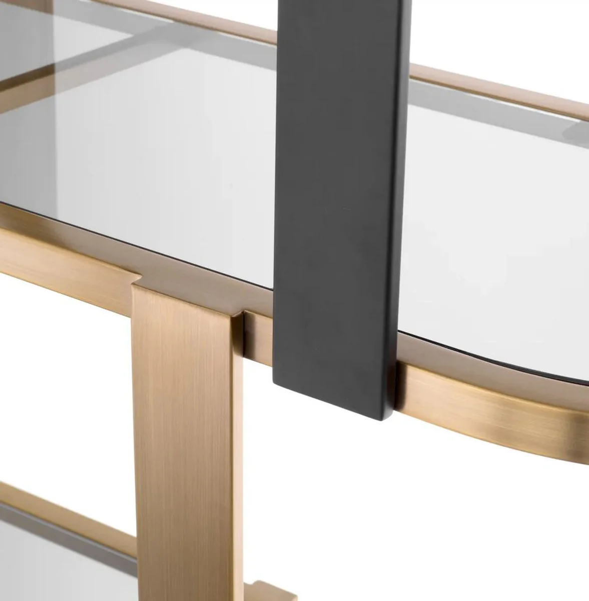Luxury shelf cabinet brass / black / gray 120 x 38.5 x H. 240 cm - metal cabinet with 6 glass shelves - living room furniture - hotel furniture - luxury furniture - luxury quality