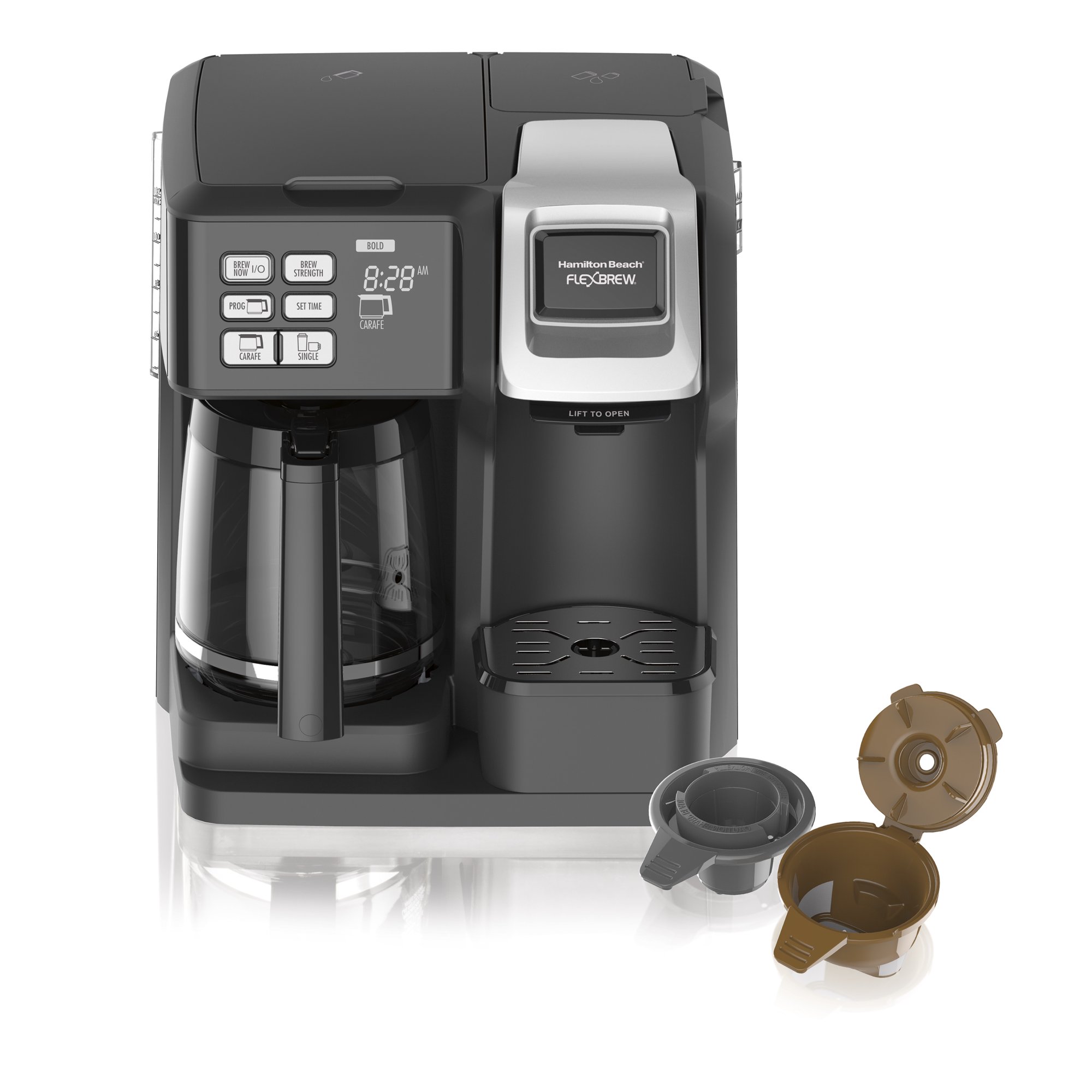 Hamilton Beach FlexBrew Trio Kaffeemaschine, Single-Serve, Schwarz & Silber, Modell 49954