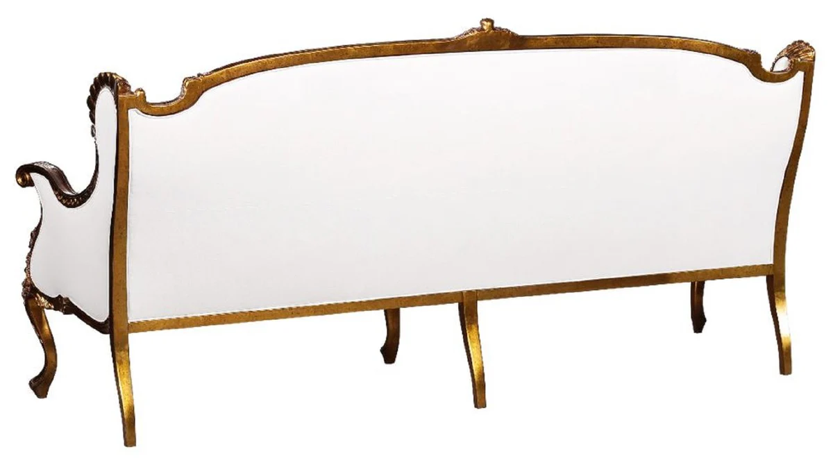 Luxury Baroque Sofa White / Gold - Magnificent Living Room Sofa in Baroque Style - Baroque Living Room Furniture - Noble & Magnificent