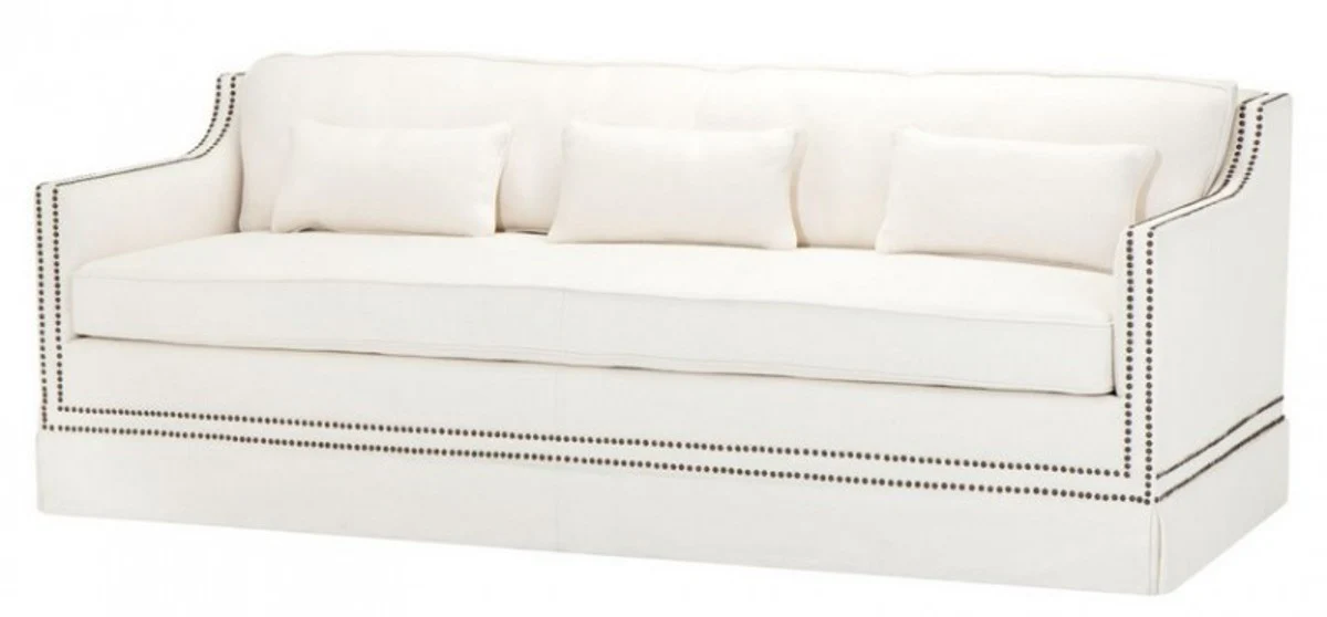 Luxury Belle Epoch Sofa Cream White Linen - Art Nouveau Art Deco - Luxury Collection