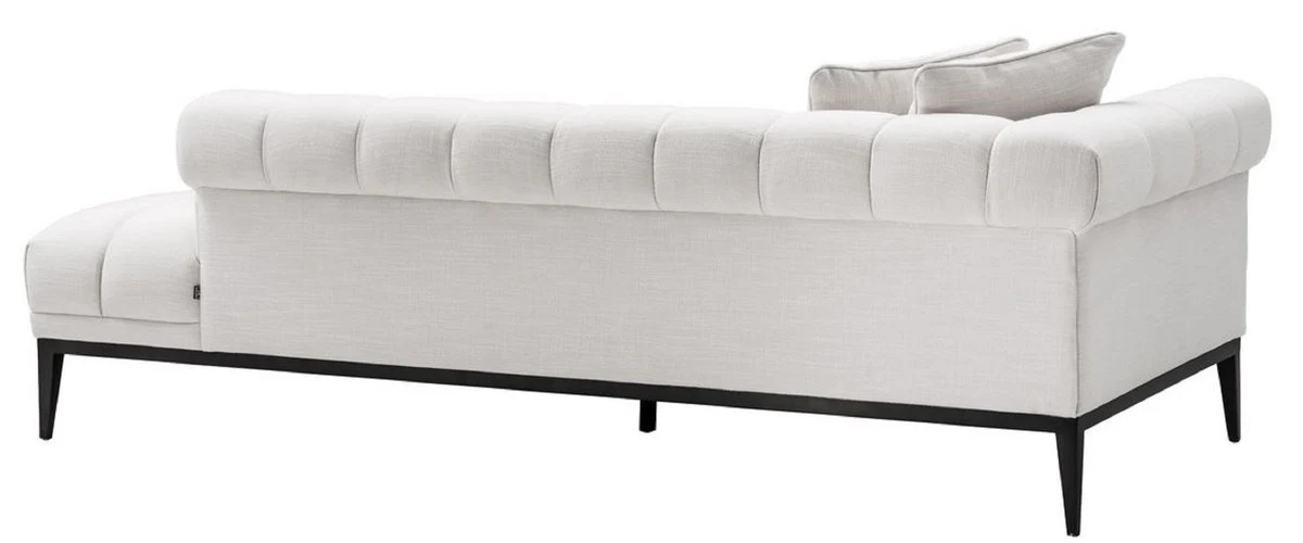 Luxury lounge sofa white / black 223 x 98 x H. 69 cm - left-sided living room sofa with 2 cushions - luxury quality