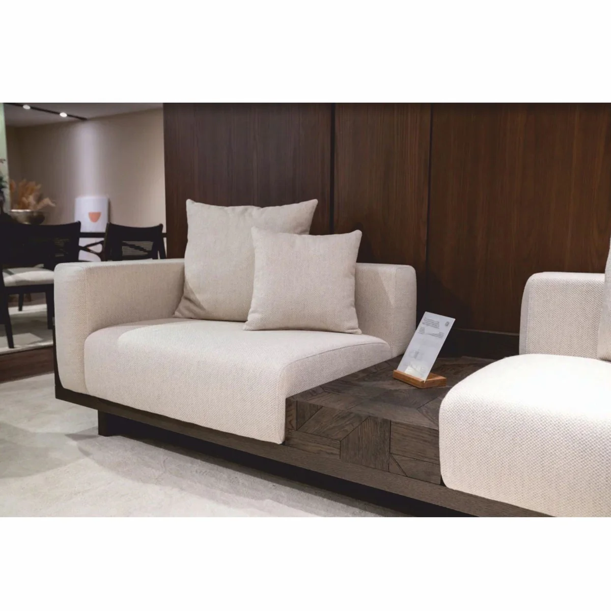 Luxus Sofa Creme / Dunkelbraun 260 cm - Wohnzimmer & Hotel Möbel