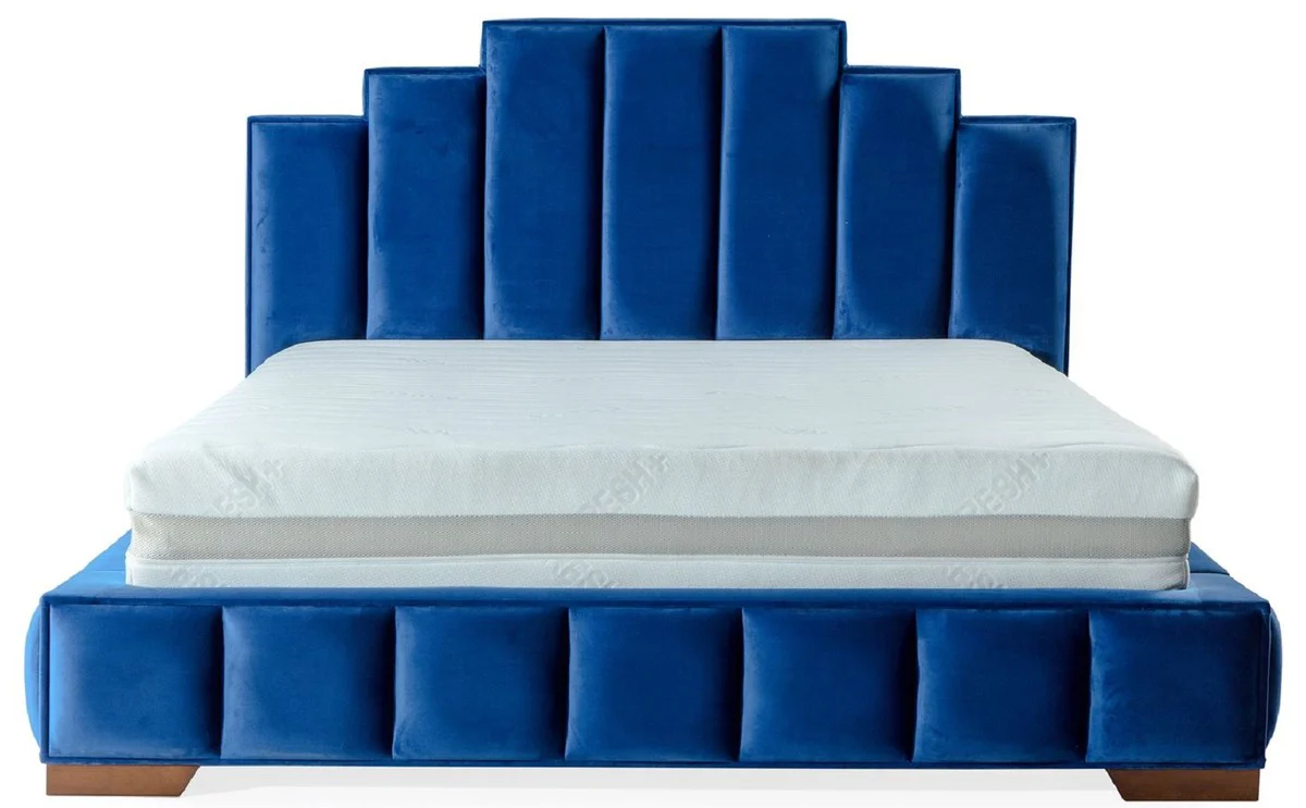 Luxury Double Bed Blue / Brown - Various Sizes - Modern Bed with Mattress - Bedroom Furniture