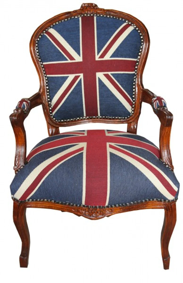 Baroque Salon Chair Union Jack / Mahogany Brown - English Flag - England