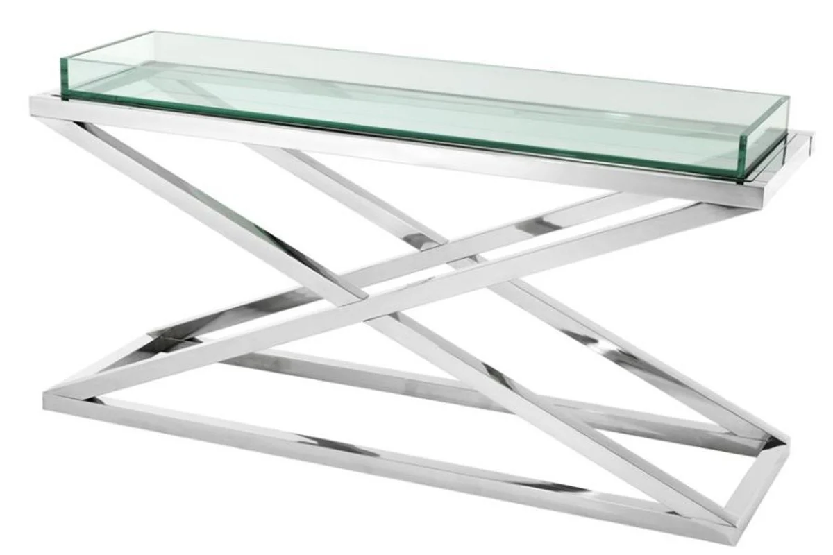 Designer stainless steel console 150 x 45 x H. 77 cm - luxury hotel furniture